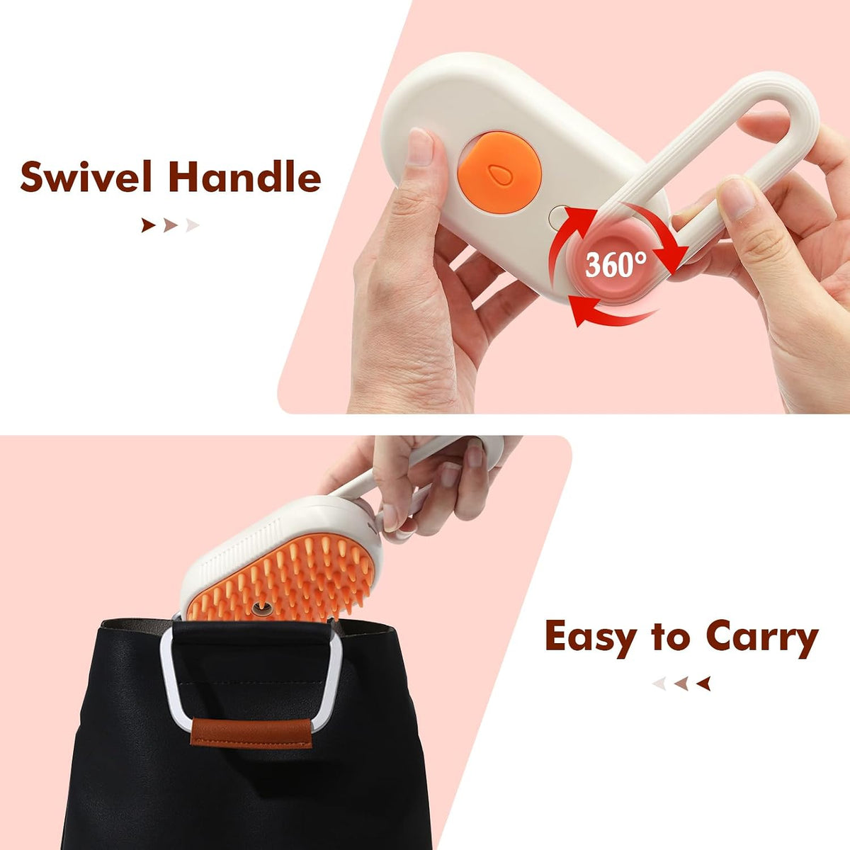 4 in 1 Rechargeable Pet Steam Brush, Portable Grooming Tool for Dogs and Cats, Removes Tangles & Loose Fur, Suitable for Short & Long-Haired Pets
